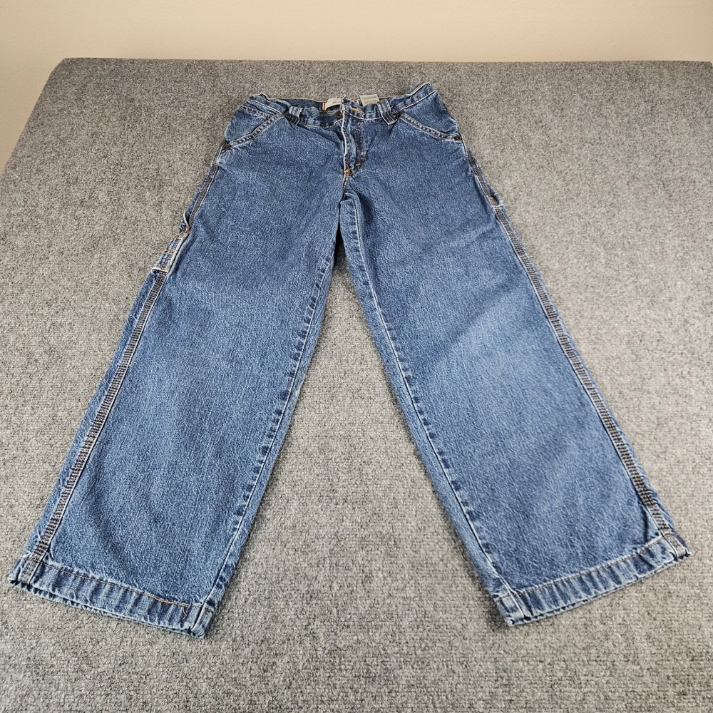 Levi Strauss Signature Carpenter Jeans Boys 12 Blue Denim Wide Leg Hammer Loop